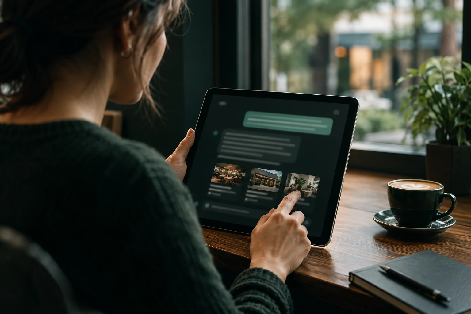 Illustrative customer using a conversational search tool to research local businesses